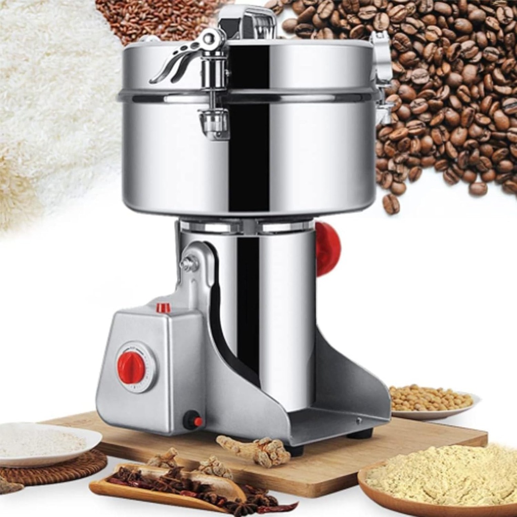 Electric Grain Grinder, Home Grain Coffee Grinder, Commercial Food Processor Grinder for Flour Spices and Herbs, Stainless Steel Timer Grinder,800g