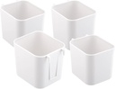 HAKZEON 4 Pack White Hanging Cup Holders, Plastic Pegboard Storage Cups, Hanging Storage Basket, Rolling Cart Organizer Accessories, Hanging Container for Kitchen Office Craft Room