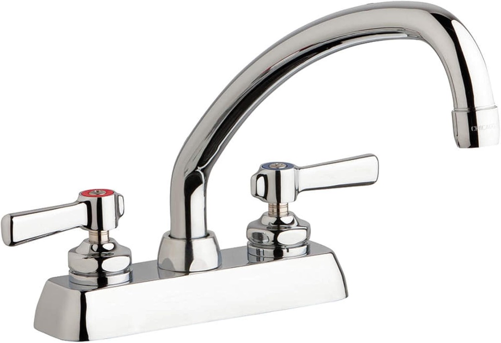 Chicago Faucet W4D-L9E35-369AB* Deck Mount Workboard Faucet with 9-1/2" Swing Spout, 4"