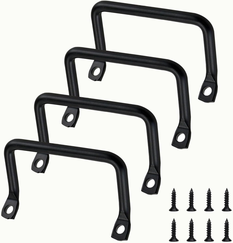 4 Pcs Cutting Board Cabinet Hardware Handle Pull, Matte Black Cabinet Hardware Furniture Pulls, Metal Serving Tray Handles, Fruit Trays, Drawer Pulls Sliding Door Pulls