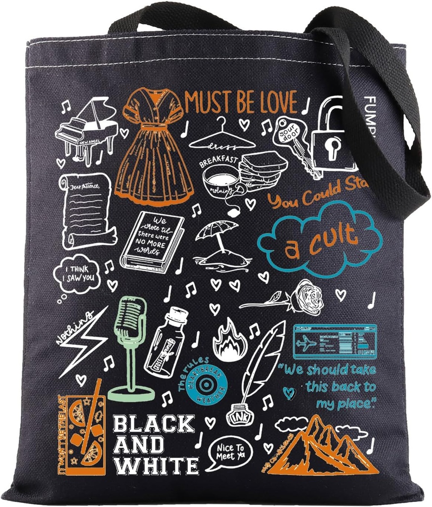 BWWKTOP Singer Lyrics Tote Bag Album Gifts Song Lyrics Inspired Shoulder Bag Merchandise (Must Be Love BL)