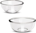 Large Borosilicate Glass Mixing Bowls Set of 2 (6.4qt, 3.7qt) - Nesting, Lead-Free, Durable - Safe for Microwave, Dishwasher, Oven & Freezer - Ideal for Baking, Meal Prep, and Serving