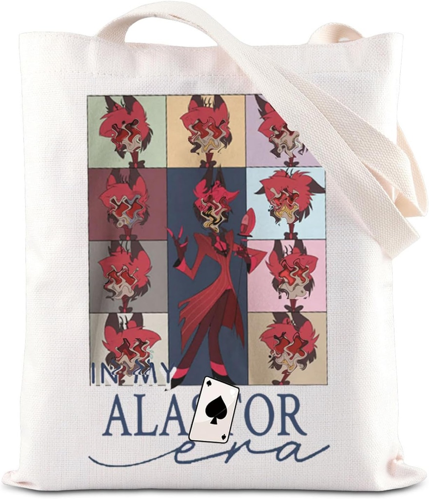 ENSIANTH In My Alastor Era Tote Bag Cartoon Characters Fans Gift Alastor Demon Lover Reusable Grocery Bags Anime Merch (Alastor Era bag), Large