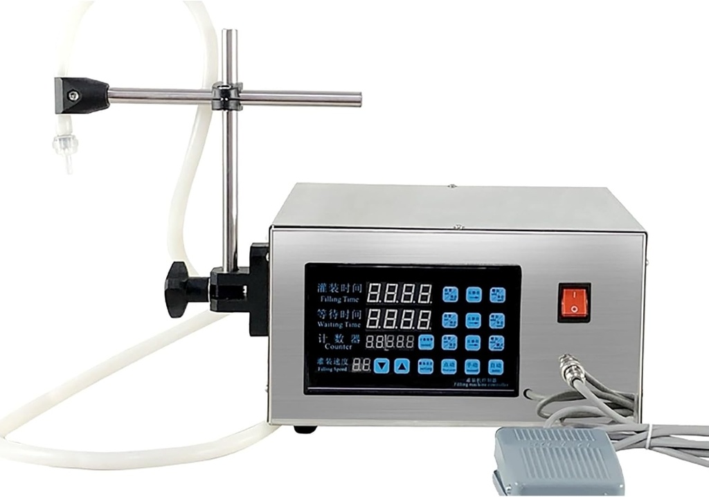 Liquid Filling Machine,Digital Control Bottle Filler Machine,Stainless Steel Liquid Filler,Bottle Filling Machine for Wine Cosmetic Perfume Water Juice,Single Head