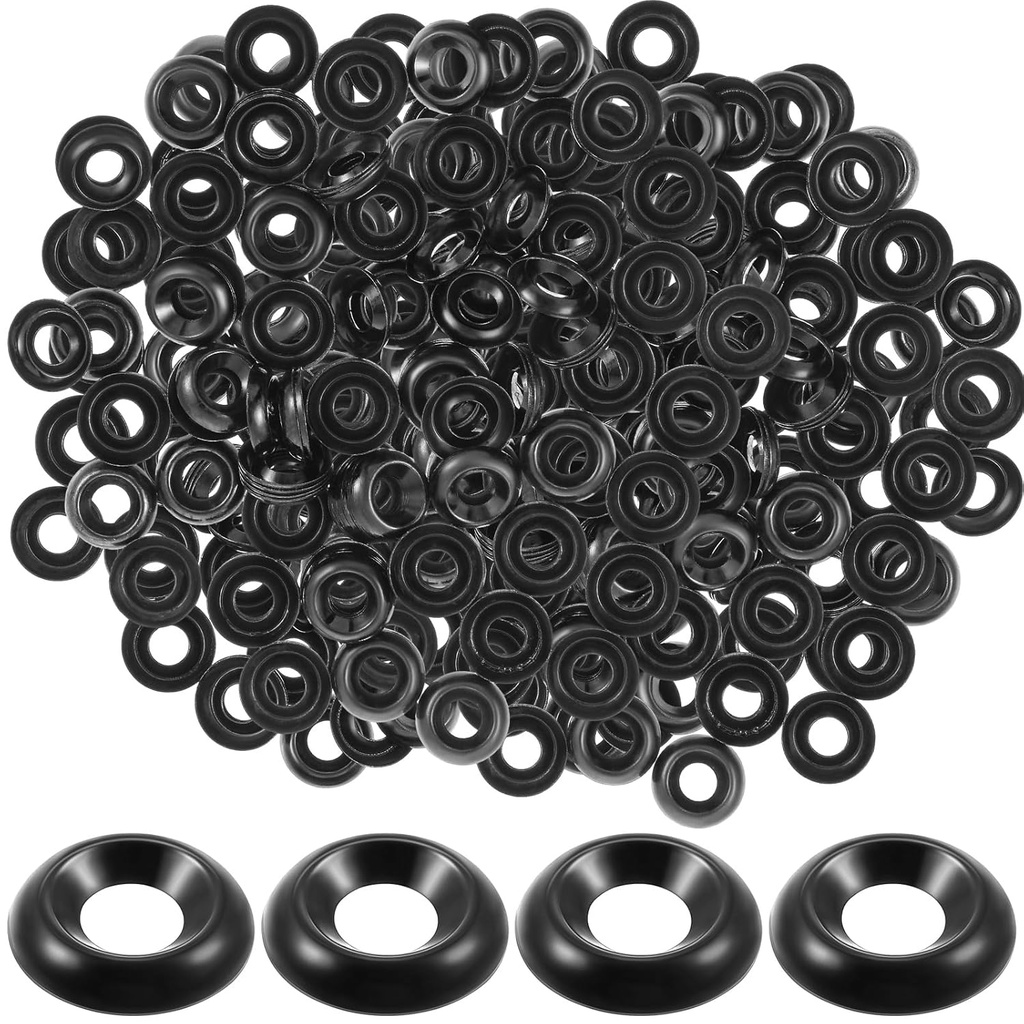 200 Qty #8 Countersunk Finish Washers Stainless Finishing Washers 304 Stainless Steel Cup, Black