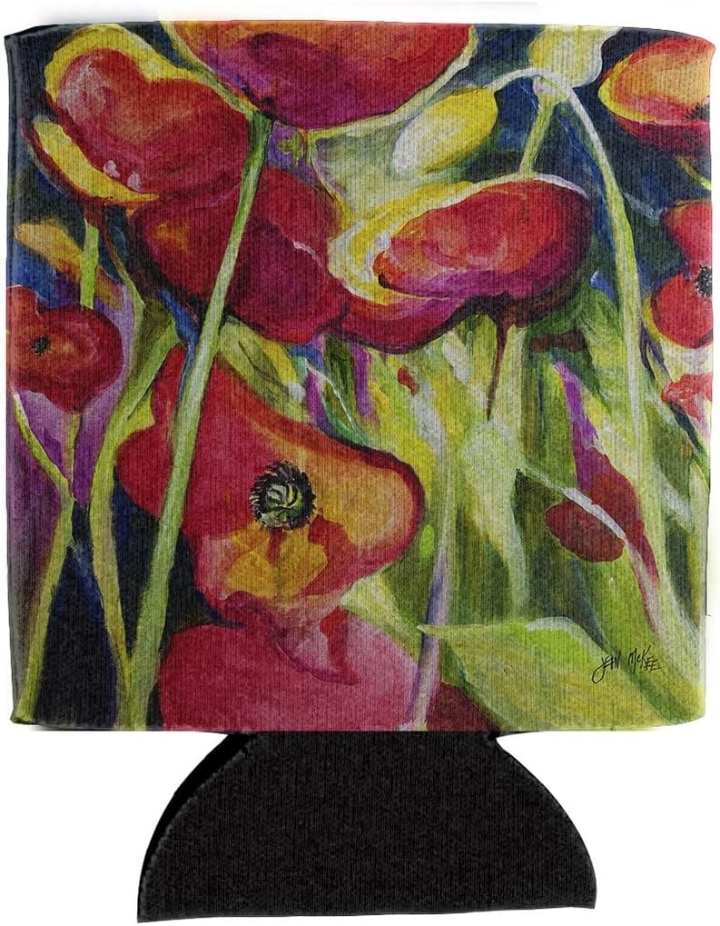 Caroline's Treasures JMK1269CC Poppies Can or Bottle Hugger Cooler Washable Drink Sleeve Collapsible Beverage Insulated Holder, Can Hugger, Multicolor