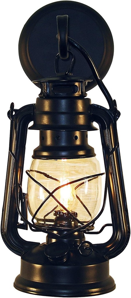 Muskoka Lifestyle Products Black Rustic Wall Sconce Lantern, Farmhouse Wall Light Fixture for Bedroom, Kitchen, Living Room, Black Finish Small