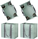 VENO 4 Pack Large Reusable Grocery Shopping Bags, Tote Bag w/ 4 Pockets & Hard Bottom, Heavy Duty Wine Carrier - Green