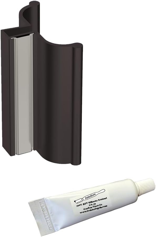 Gordon Glass® 3" Oil Rubbed Bronze Frameless Shower Door Handle with Metal Strike and Clear 100% Pure RTV Silicone Sealant - 0.5 oz. Squeeze Tube for 1/8", 5/32", 3/16" and 1/4" Glass - Set