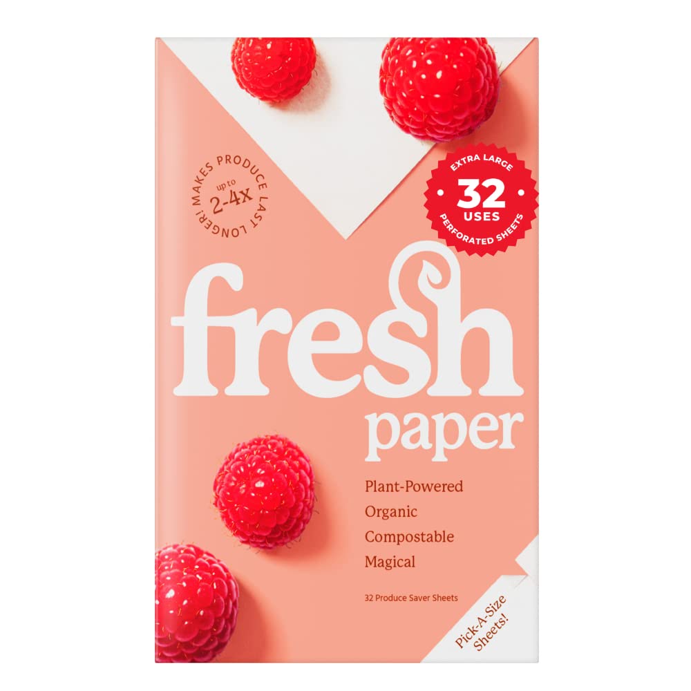 FRESHPAPER Pick-A-Size, Extra-Large, Perforated, 32-Use, Reusable Food Saver Sheets For Produce