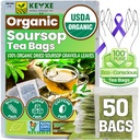 KEYXE - USDA Organic Soursop Graviola Leaves Tea 50 Bags. Non-GMO Verified , 100% Organic Soursop Leaves for Digestion, Boosting Immune, Improving Sleep & Skin Health, Gluten Free, Caffein Free , Hojas De Guanabana Tea Organica, Eco-Conscious Tea Bags