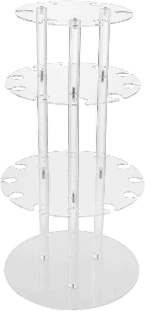 Champagne Tower Cocktail Tree Stand, Circle Acrylic Champagne Display Rack Stand with 28 Slots, 3 Tier Wine Glass Drink Cup Shelves for Party, Wedding