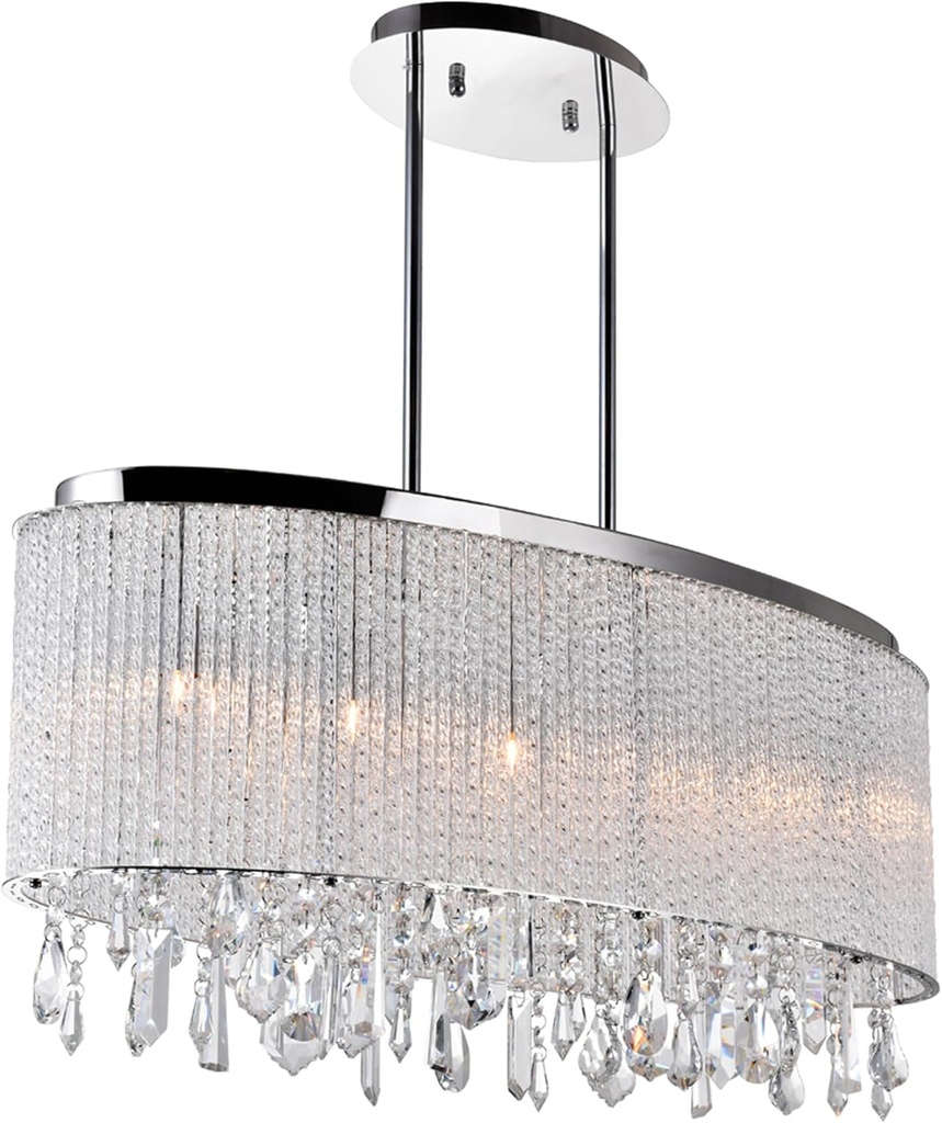 CWI Lighting Benson 5 Light Drum Shade Chandelier with Chrome Finish Fom
