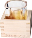 1set Japanese Wooden Sake Cups Elegant Glass Insert for Home Entertaining Traditional Drinkware for Sake Tea