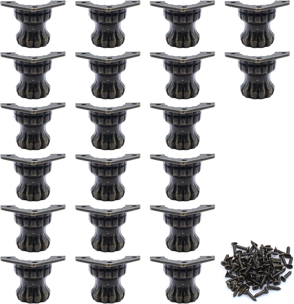 Uenhoy 20 Pcs Antique Jewelry Box Legs, Retro Decorative Wood Case Feet, Chest Box Feet Corner Protector, Bronze, 25 x 36mm