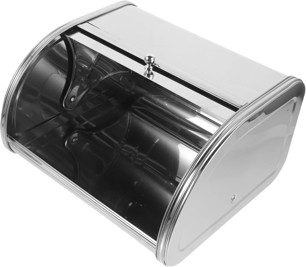 DECHOUS Metal Bread Box for Kitchen Countertop Compact Bread Storage Container with Multi Function Holder Space Saving Corner Organizer and Stylish Table Decoration