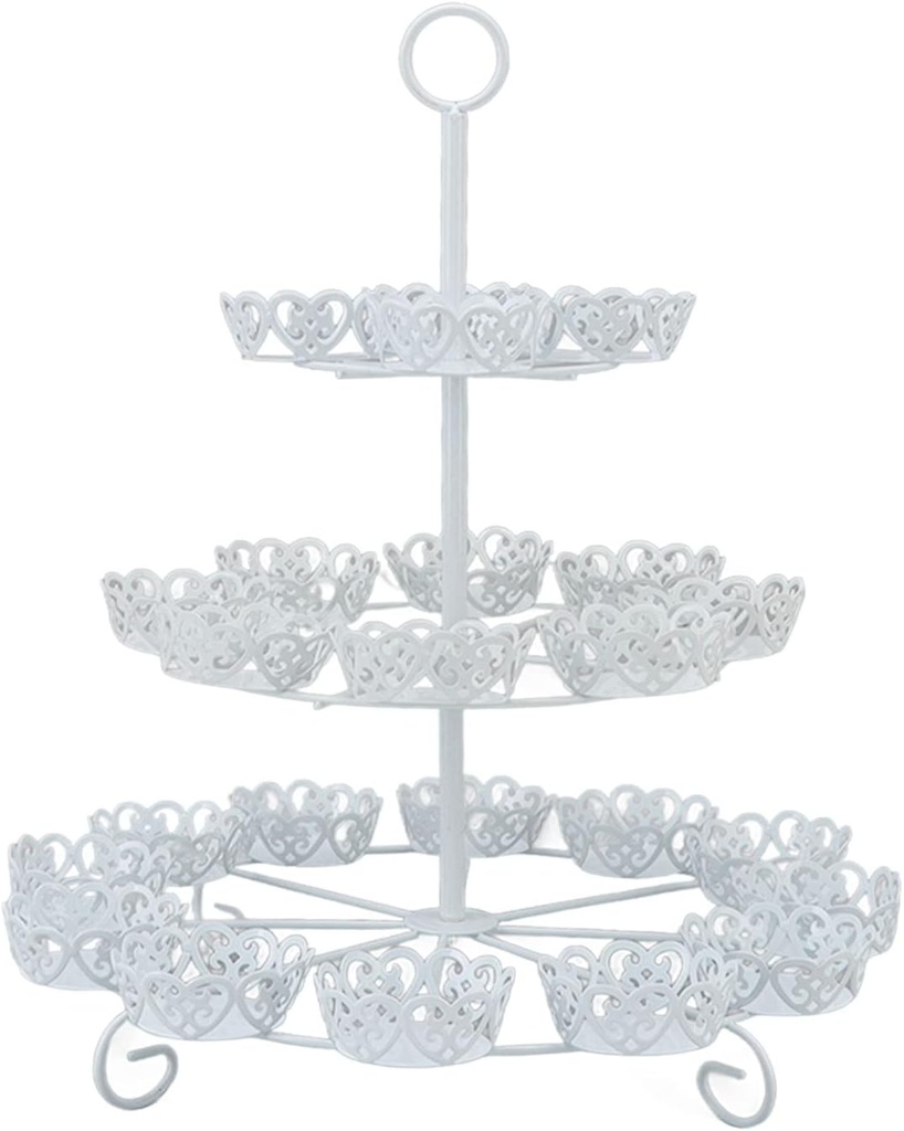 Cupcake Stand Serving Tray Cupcake Stand for 24 Cupcakes Cupcake Holder, Dessert Stand 3 Tier Pastry Serving Display Stand Iron Dessert Carrier Display Holder for Holiday Party