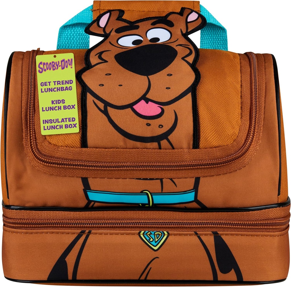 Get Trend Scooby Doo Lunch Box Insulated with Two Compartments for Kids Teens Work Travel Picnic Beach Cooler Sack (Brown Scooby Doo)