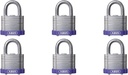 ABUS 41/40 Laminated Steel Safety Padlock Purple Bumper Keyed Alike, Pack of 6