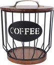 Rustic Coffee Filter Holder with Lid Large Capacity Coffee Filter Storage Container Organizer for Farmhouse Coffee Bar Decor Iron Pine Wood 17.5cm (0291 C Black)