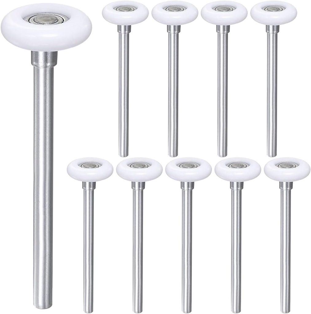 10pcs 1.8" Nylon Garage Door Rollers for 2" Garage Track, 6.2" Long Stem Quiet Garage Door Wheels, 6200zz Precision Bearing 11 Balls, White