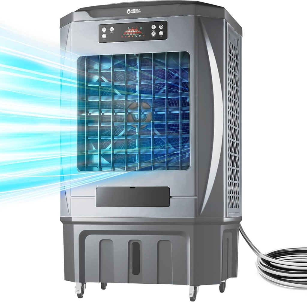 Evaporative Air Cooler,9000 CFM, with 13Gal Tank, 2000 Sq Ft Cooling, Portable Indoor Swamp Cooler with Remote, Swing Mode & 3 Speeds (Black)