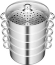 5-Tier Stainless Steel Steamer, 13.77 * 15.35inch Food Steaming Pot Meat Vegetable Cooking Steam Pot Multipurpose Steam Cookware Large Capacity Kitchen Tool with Lid for Steaming Pasta Dumplings