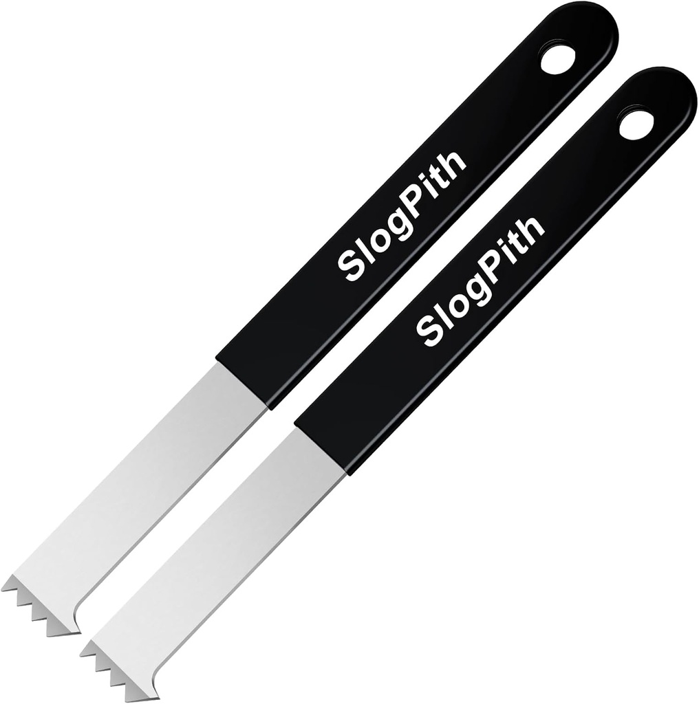 2 Pcs Paver Removal Tool with Joint Scraper & Sawtooth Micro-Tooth Gripper Slots - Galvanized Steel Paver Extractor Tool for Garden Lawn, Patio Brick, Block & Paver Replacement - with Non-Slip Handle