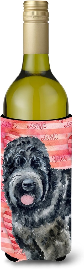 Caroline's Treasures BB9764LITERK Black Russian Terrier Love Wine Bottle Hugger, Red Bottle Cooler Sleeve Hugger Machine Washable Collapsible Insulator Beverage Insulated Holder