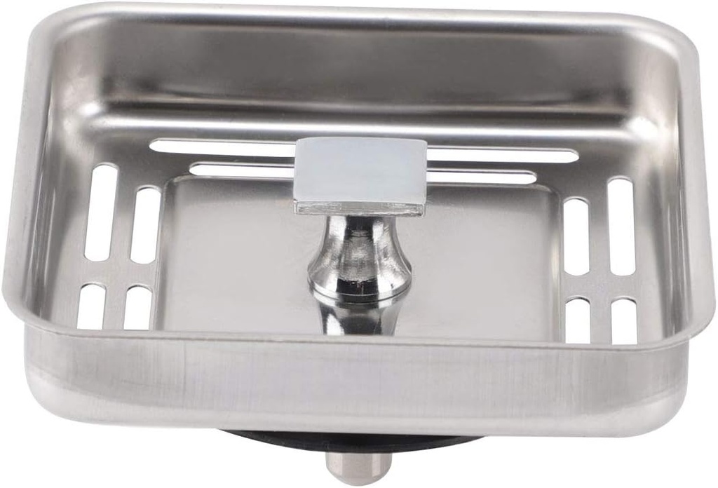 uxcell Square Sink Water Stopper with Post Stainless Steel Anti-blocking Mesh Drain for Home Bathroom Silver Tone