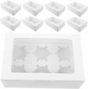 KICHOUSE 10pcs Window Bakery Boxes Cupcake Packaging for Homemade Treats Tarts and for Home
