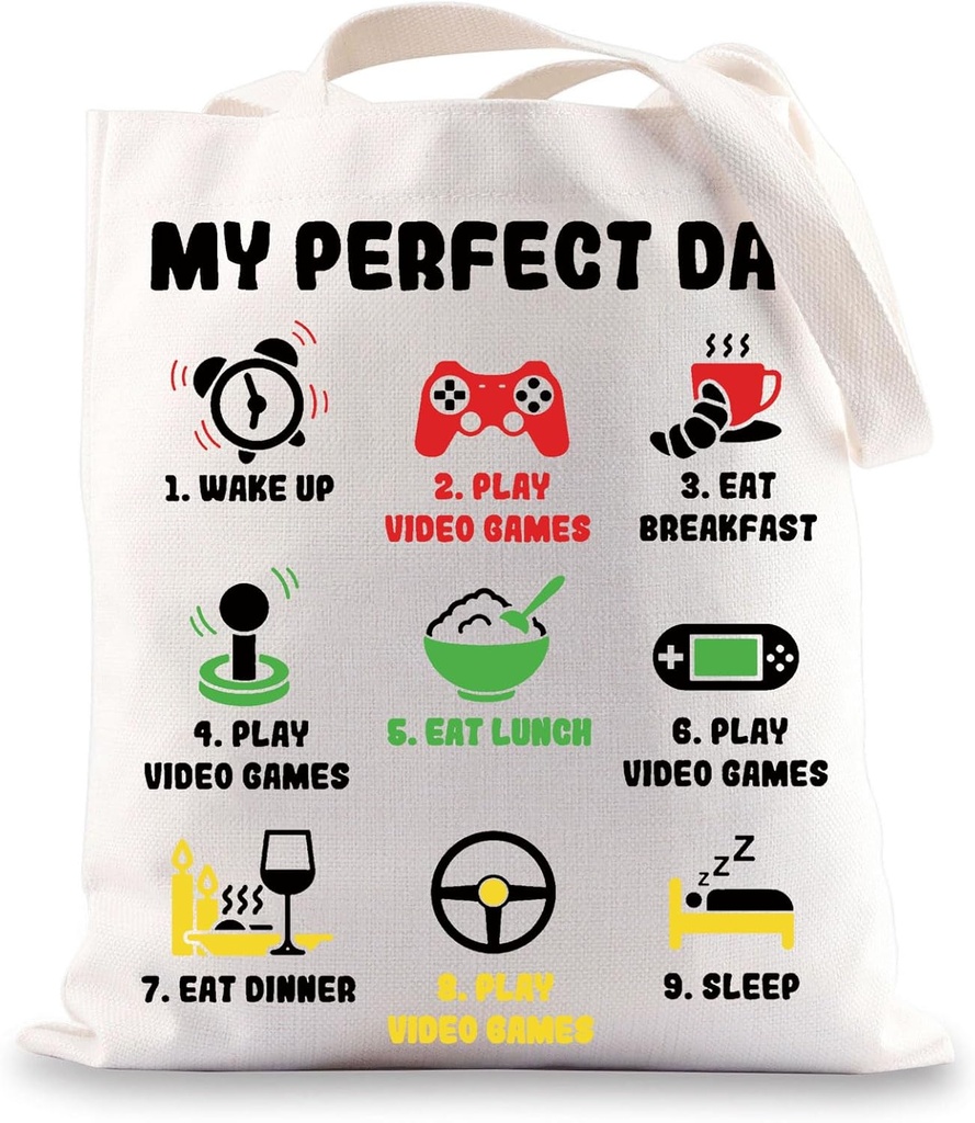 BWWKTOP Funny Video Gamer Tote Bag Video Games Lover Gifts Video Game Grocery Bag For Video Gamer