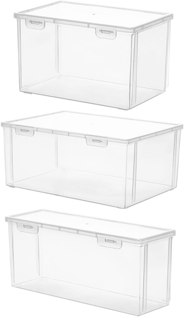 3Pcs Transparent Bread Keeper Bread Storage Containers for Kitchen Counter Airtight Loaf Box with Smooth Edges for Housewarming