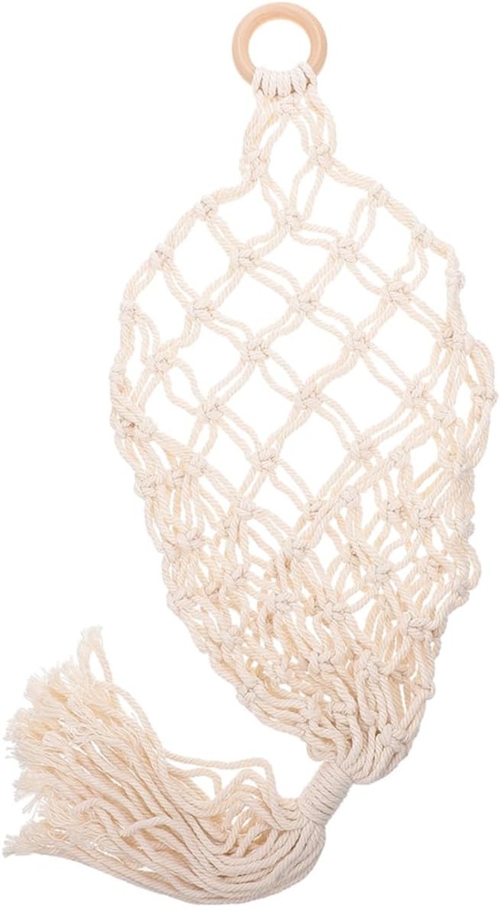 VICASKY Beige Woven Hanging Fruit Basket for Kitchen Wall Breathable Vegetable Storage Organizer Space Saving Kitchen Basket for Bananas Onions Tomatoes Potatoes Decorative and Functional