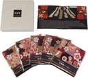 Ideal for Gifts. A Coaster Using Japanese Kimono. 5 Sheets Set. Boxed and Packaged. Pattern Name Red Cherry.