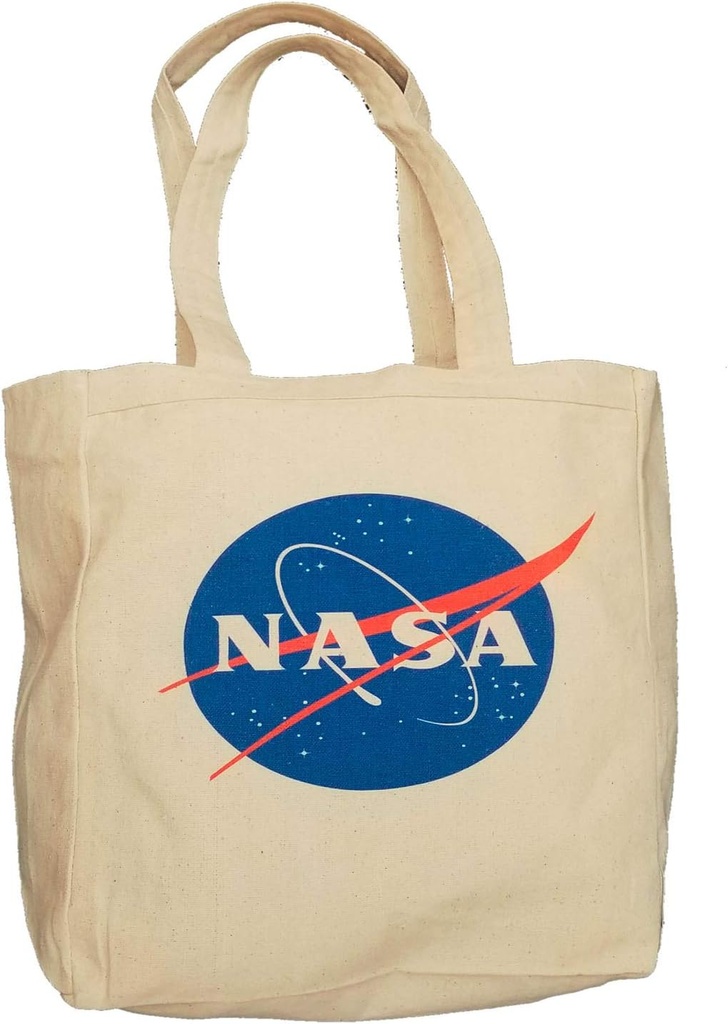 Ink Trendz NASA Signature Meatball Geek Astronaut Beach, Work, School 10oz. Natural Canvas Cotton Tote