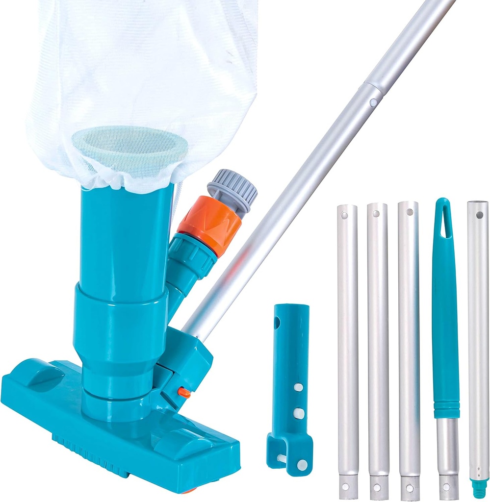 U.S. Pool Supply Above Ground Pool Vacuum Cleaner, Manual Pool Vacuum Cleaner, Spa Cleaner for Hot Tub, Ponds - 5 Section 4ft Pole, Mesh Leaf Bag, Telescopic Pole Attachment - Attaches to Garden Hose