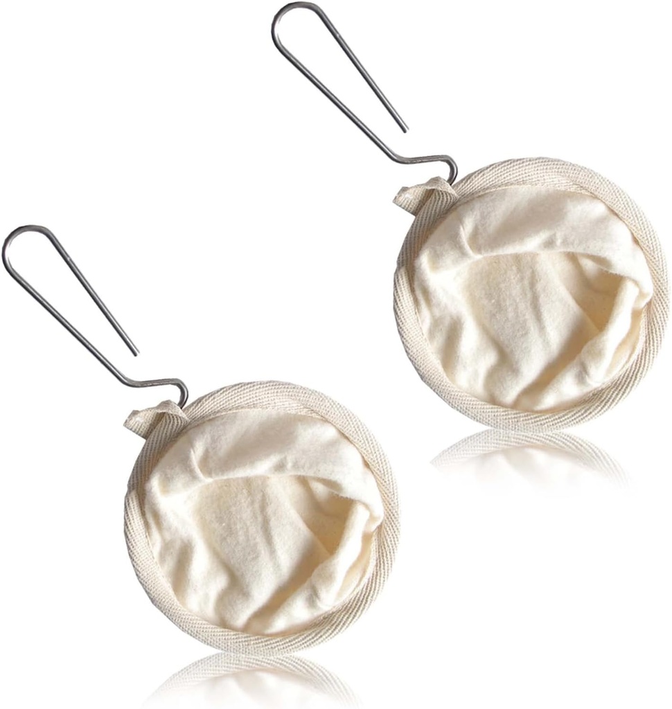 2 Pack Cloth Coffee Filter, Reusable Coffee Sock Filter, Flannel Cloth Tea Strainer Coffee Filter Bag with Stainless Steel Handle for Home Office Handmade Coffee (Cream)