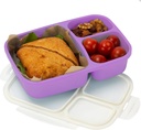 Leakproof, 3 Compartment, Bento Lunch Box, Airtight Food Storage Container (1 Pc) - Purple