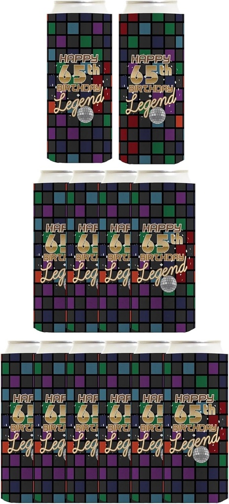 65th Birthday Decorations For Men Happy 65th Birthday Legend 12-Pack Ultra Slim Can Thermocoolers