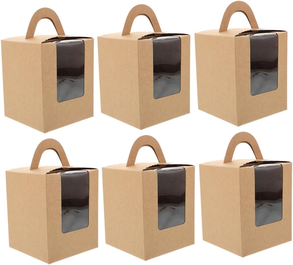 Cabilock 1set Cake Dessert Box Muffin Tart Packing Handle Easy to Carry for Bakeshop