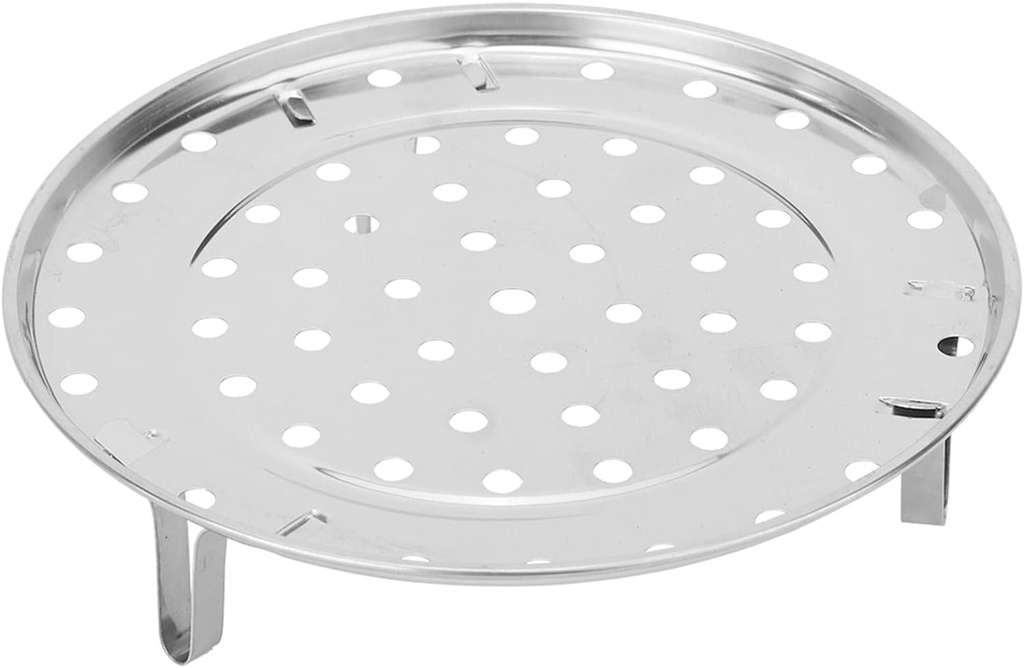 Stainless Steel Steam Holder Steam Rack Round Steaming Tray Insert for Pots, Pans, Crock Pots with Supporting Feet -Silver(S)