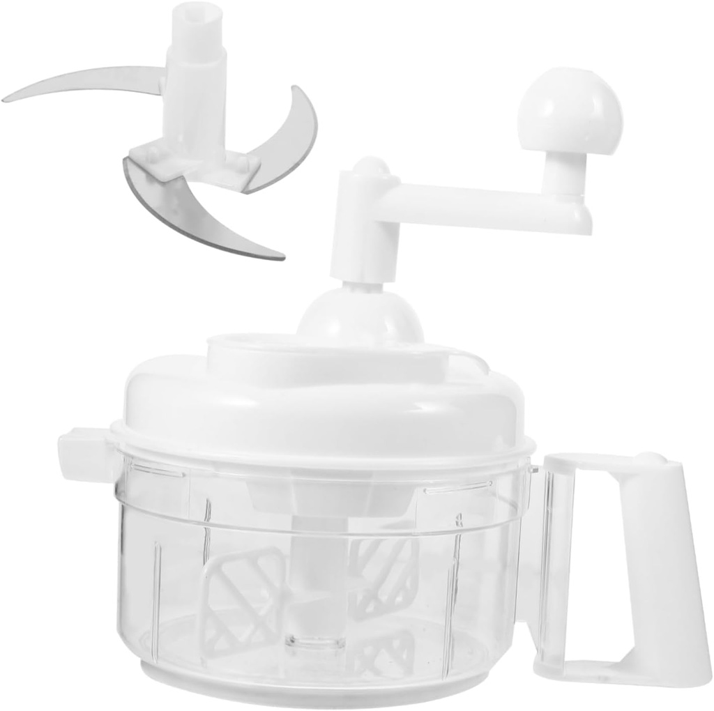 Unomor Hand-powered Food Processor Set Multi-functional Crank Chopper for Chopping Meat Fruits and Vegetables Random Blades for Easy Use