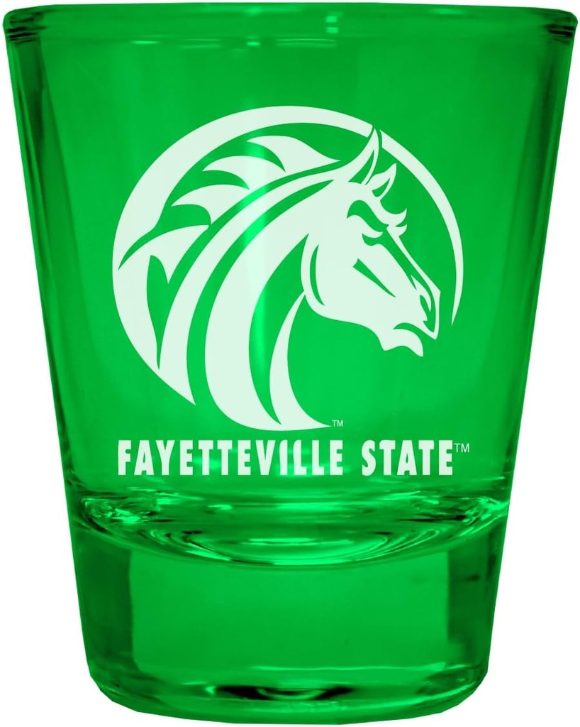 R and R Imports Fayetteville State University Engraved Full Color 2 oz Shot Glass Green Officially Licensed Collegiate Product 2-Pack