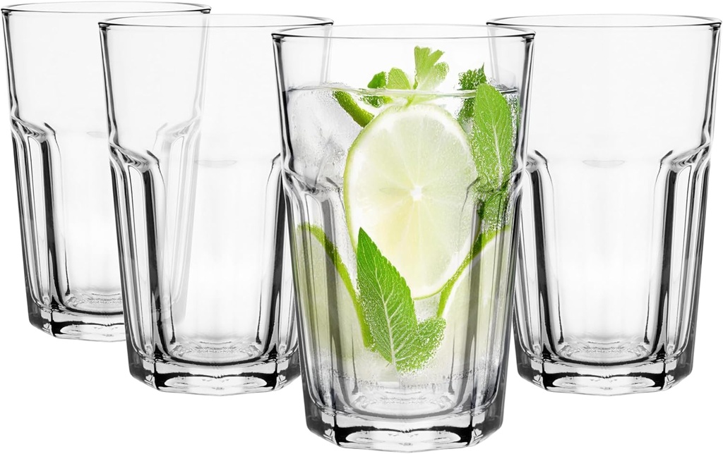 Glasmark KROSNO 270 ml Set of 4 Long Drink Glasses, Drinking Glasses, Long Drink Glass, Water Glasses, Cocktail, Caipirinha Glasses, Perfect for Home, Restaurants and Parties, Glass Set