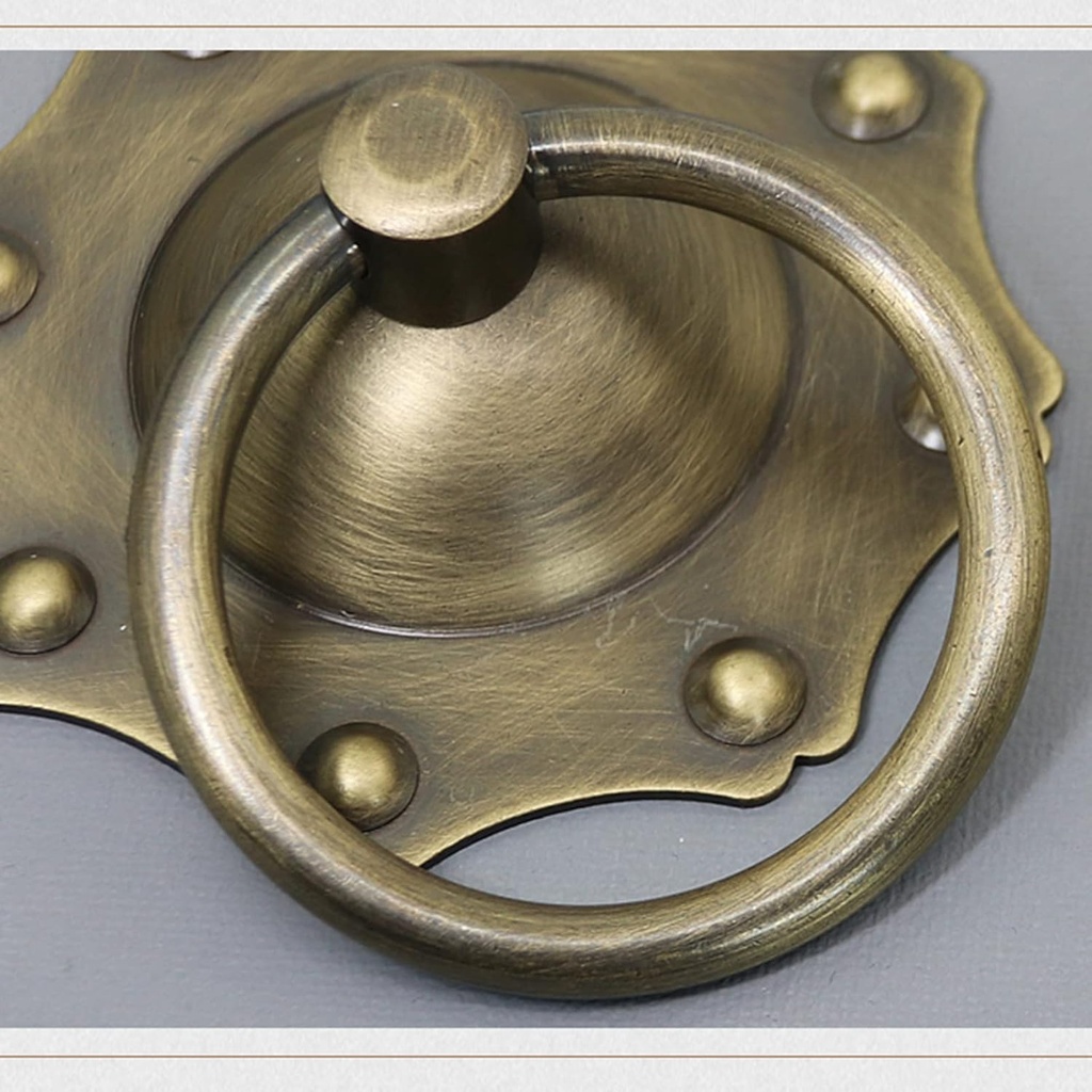 Antique Ring Door Knocker, Antique Flower-Shaped Door Knocker, Bronze Wooden Front Door Handle, Retro Anti- Garden Courtyard Wall Decoration Accessories/10Cm Diameter ((Size:8Cm Diameter)