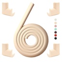 Furniture Corner & Edge Safety Bumpers,Table Edge Protectors for Baby,Fireplace Baby Proofing,Suitable for Coffee Table Desk Dresser Sharp Foam Corner Guard (Beige(4 Corner&6.5ft Safety Bumpers))