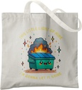 Dumpster Fire Gifts Tote Bag, Funny Sarcastic Office Work Humor Gifts for Coworkers, This Little Light of Mine Dumpster Fire Cute Canvas Tote Bags for Women, Reusable Grocery Shopping Bag-01