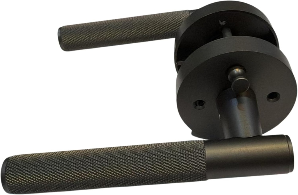 Interior Privacy Door Handle with Lock, Door Lever for Bathroom and Bedroom, Grey, Reversible Keyless Push Lock