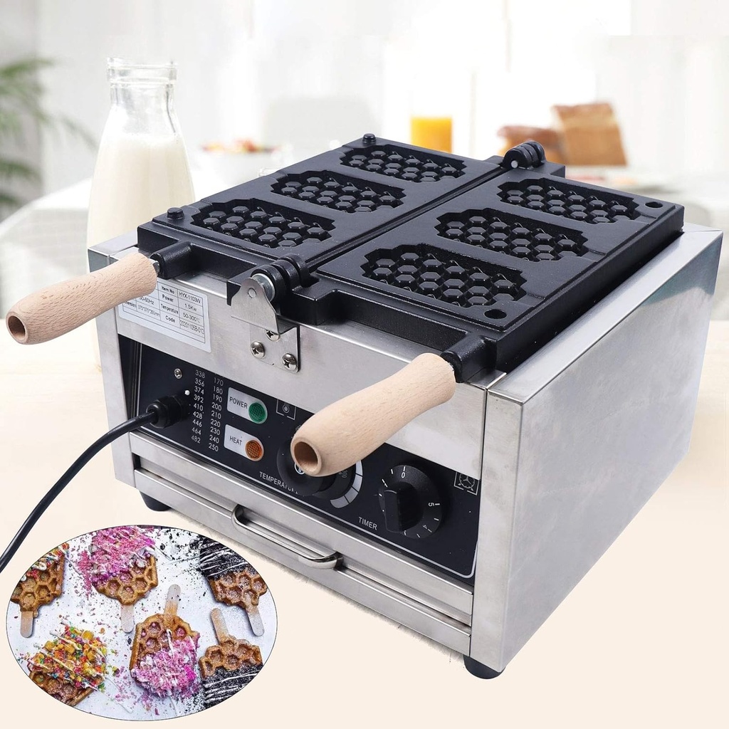 Commercial Electric Waffle Maker Machine with Time & Temperature Control,3pcs Waffle Pop Maker Iron Machine Baker Non-Stick Pancake Maker for Home and Restaurants